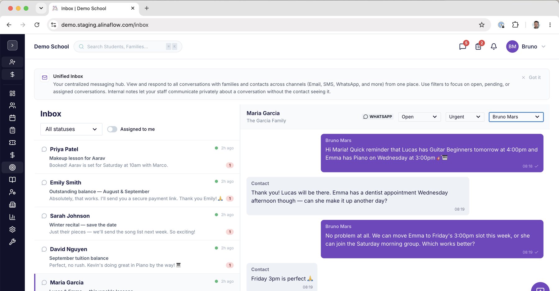 Unified inbox conversation