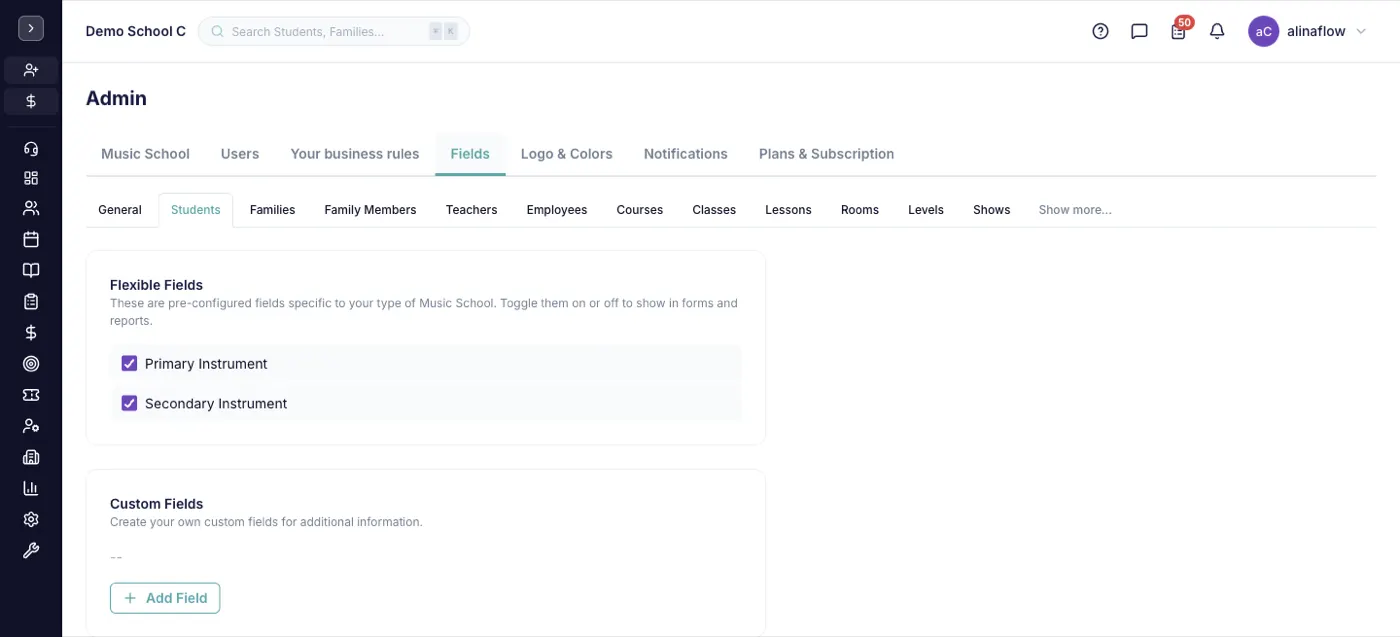 Students tab