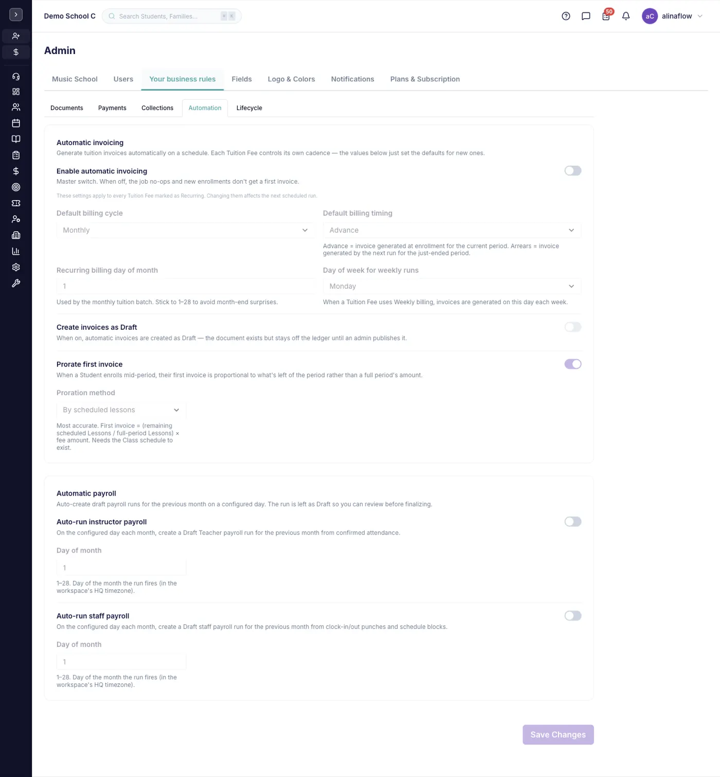 Automation tab