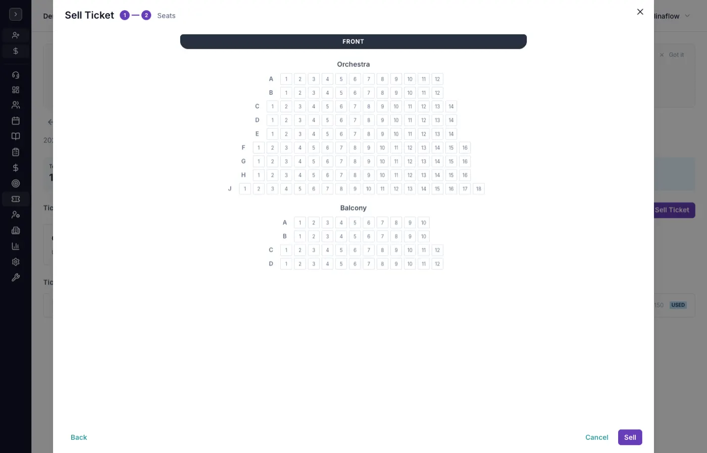 Sell Ticket tab