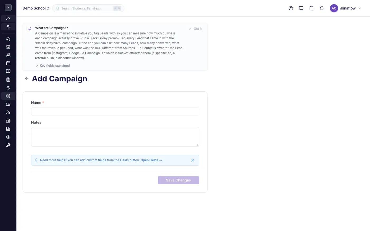 The new campaign form
