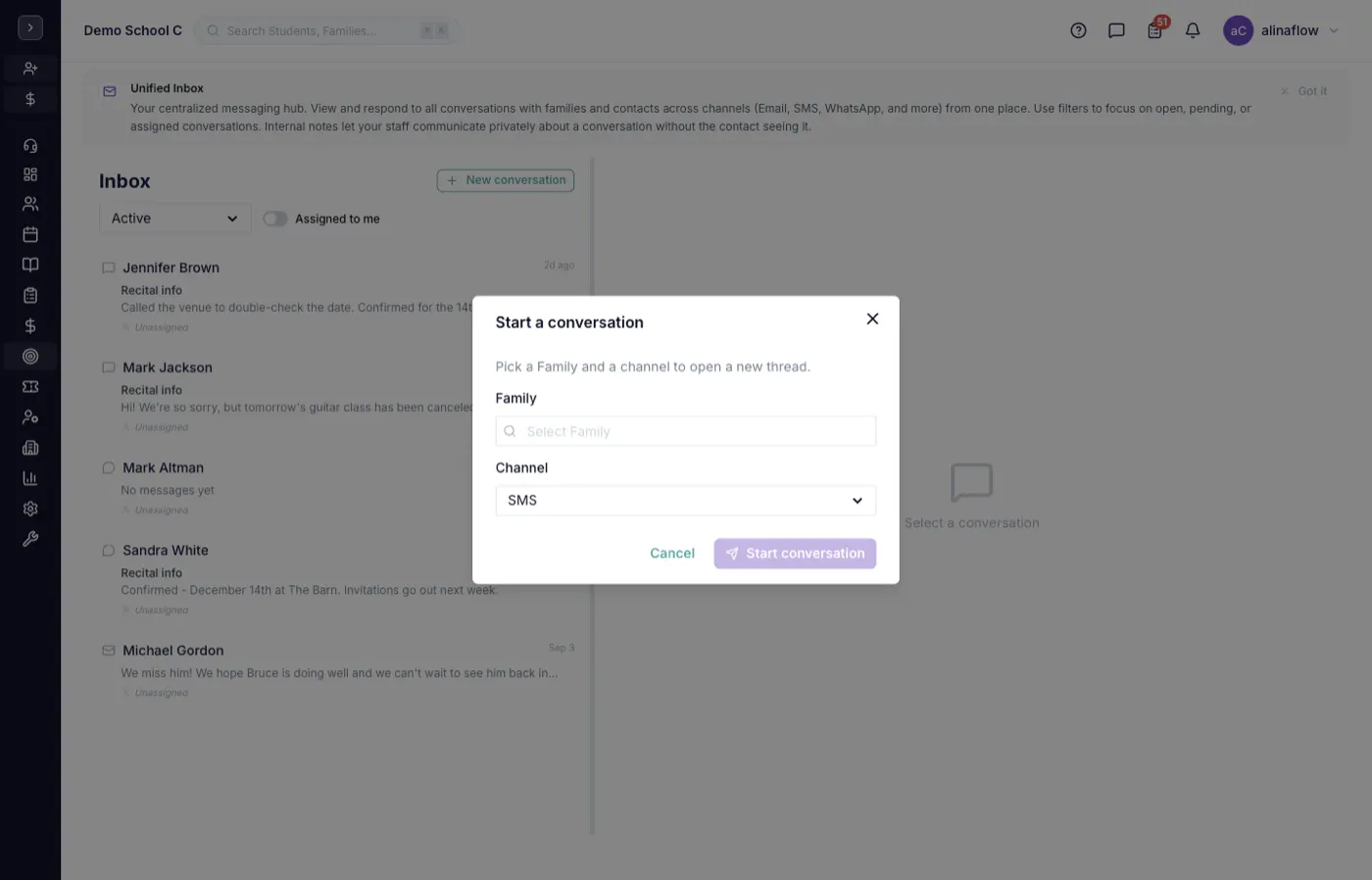 New conversation tab