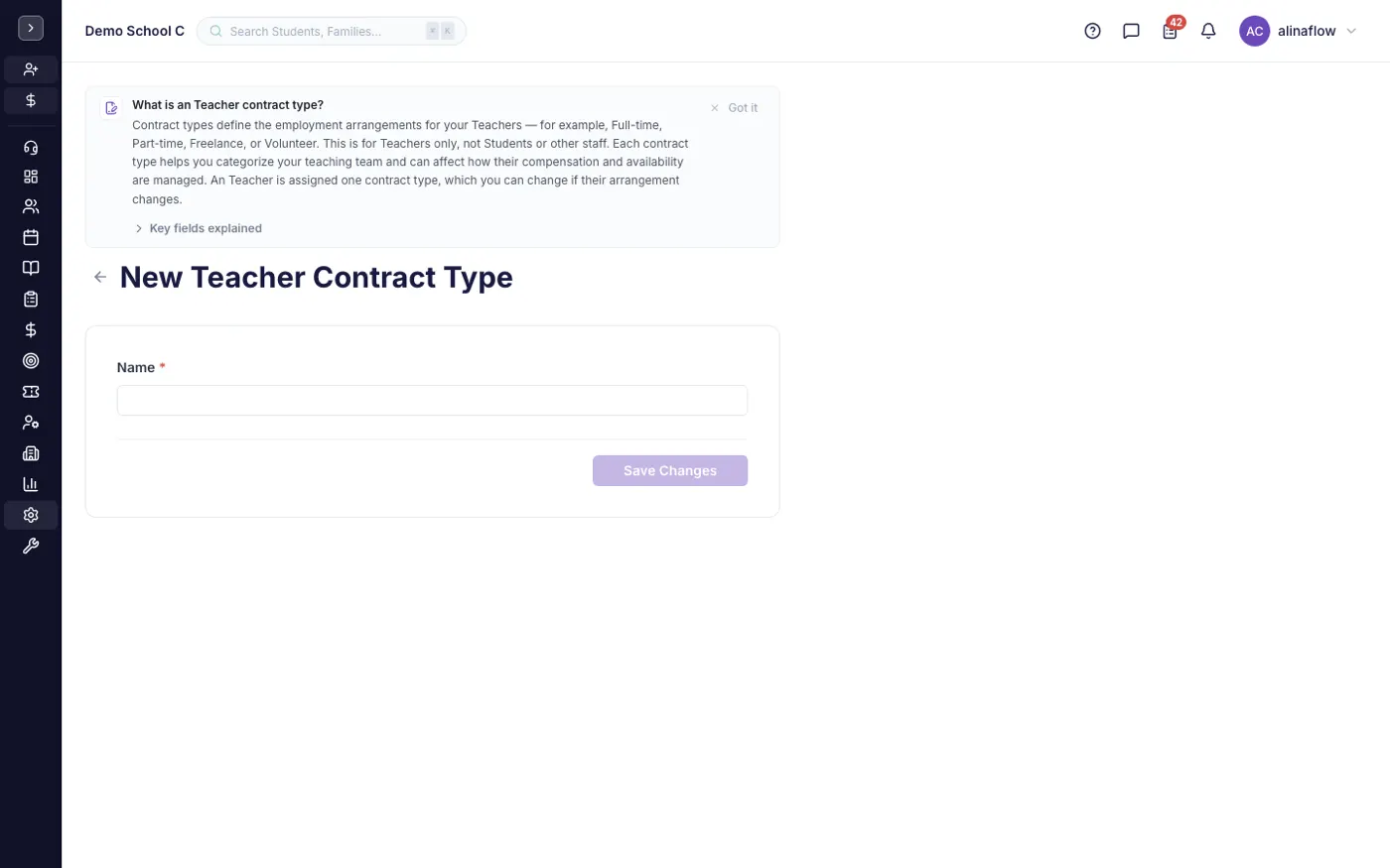 The new contract type form