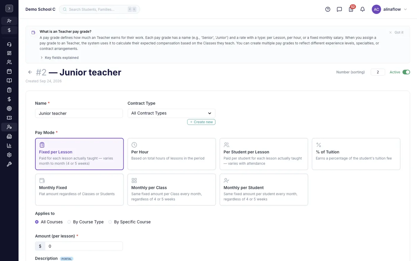 A teacher pay grade record