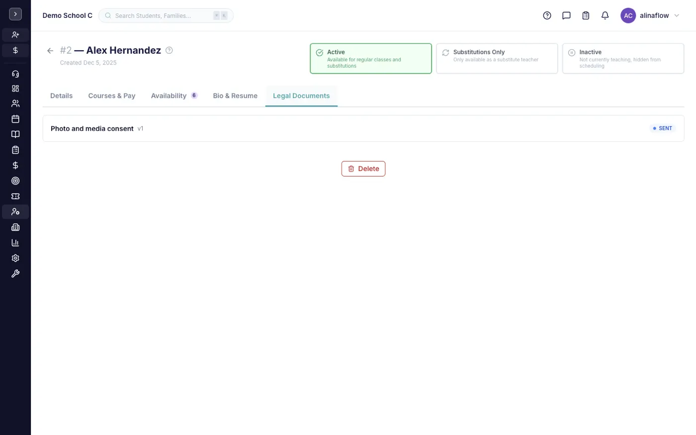 Legal documents tab