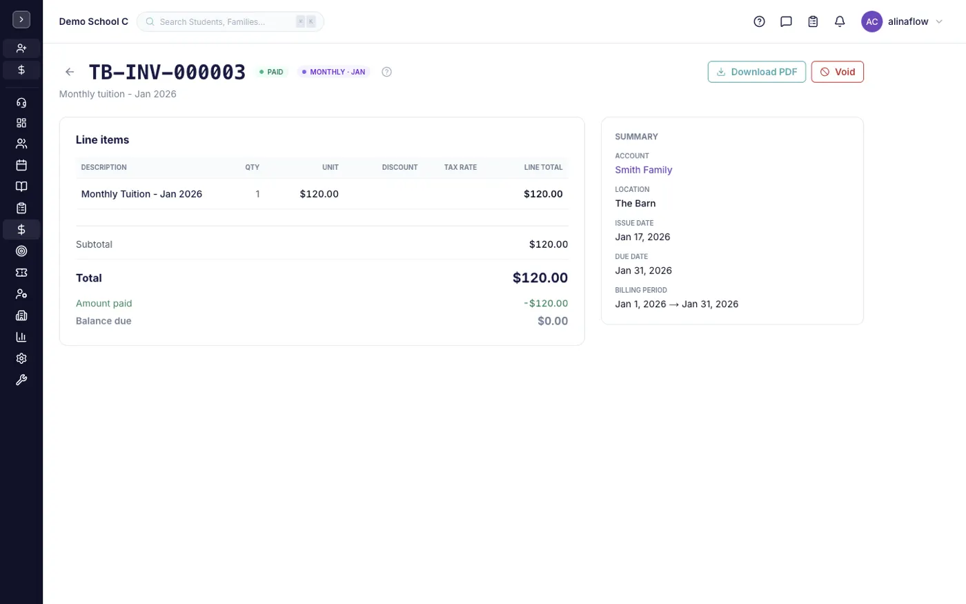 A invoice record