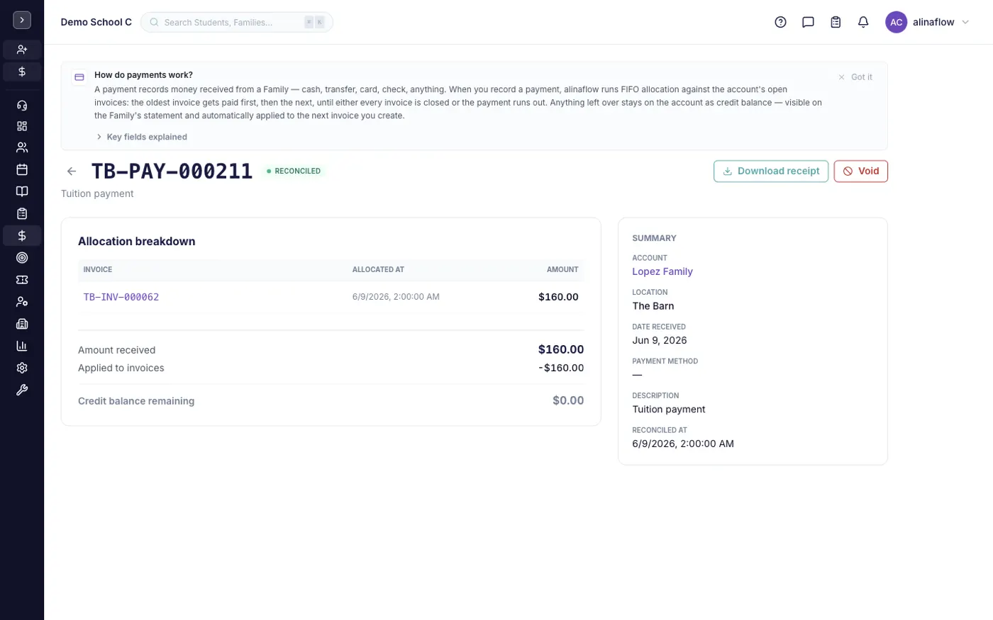 A payment record