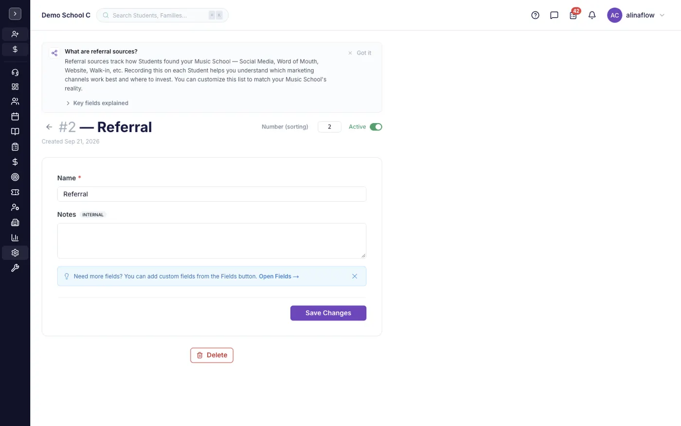 A referral source record