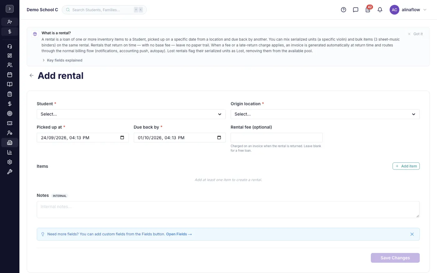 The new rental form