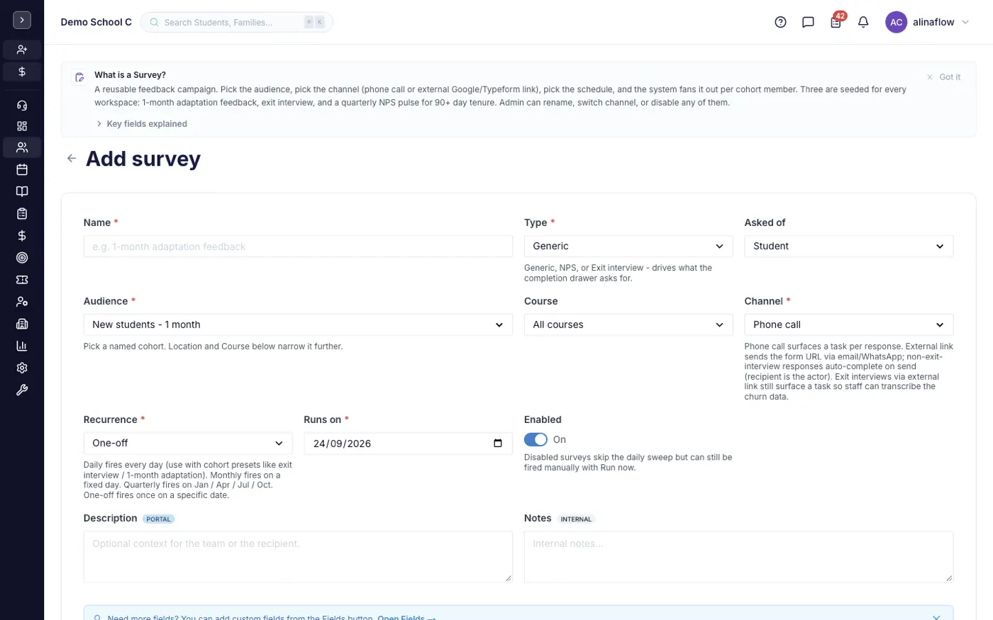 The new survey form