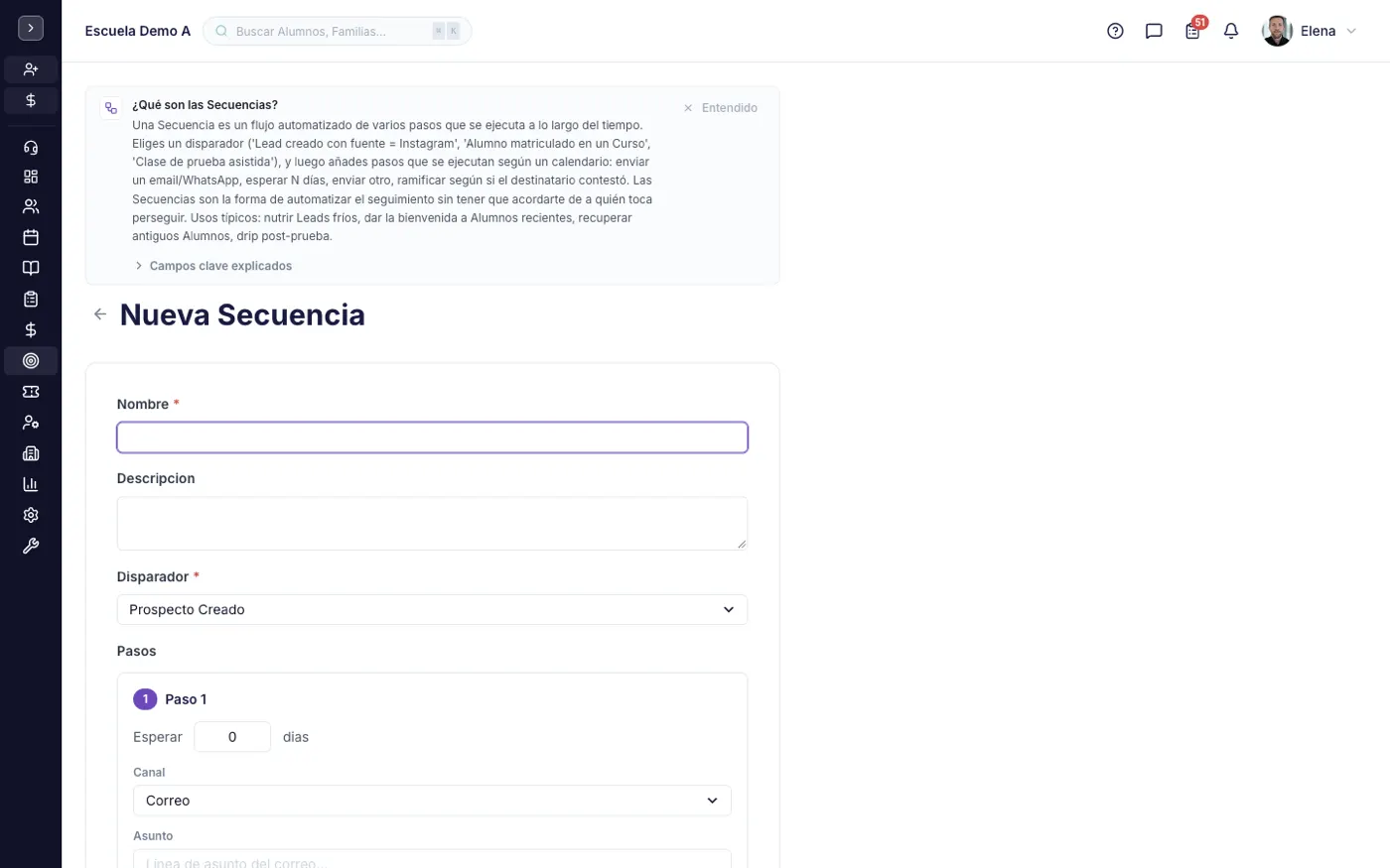 Formulario de creación