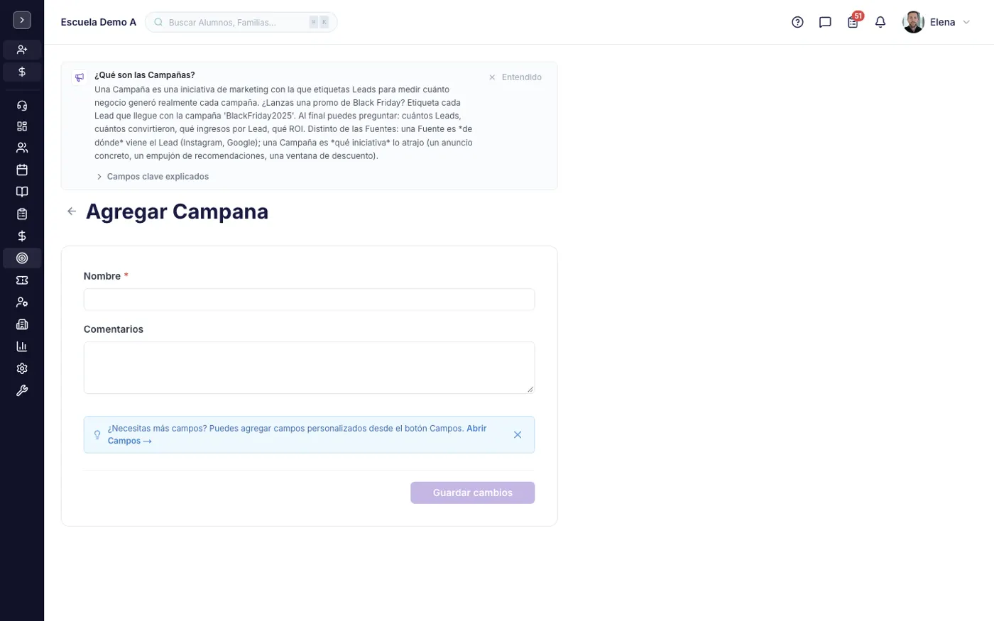 Formulario de creación