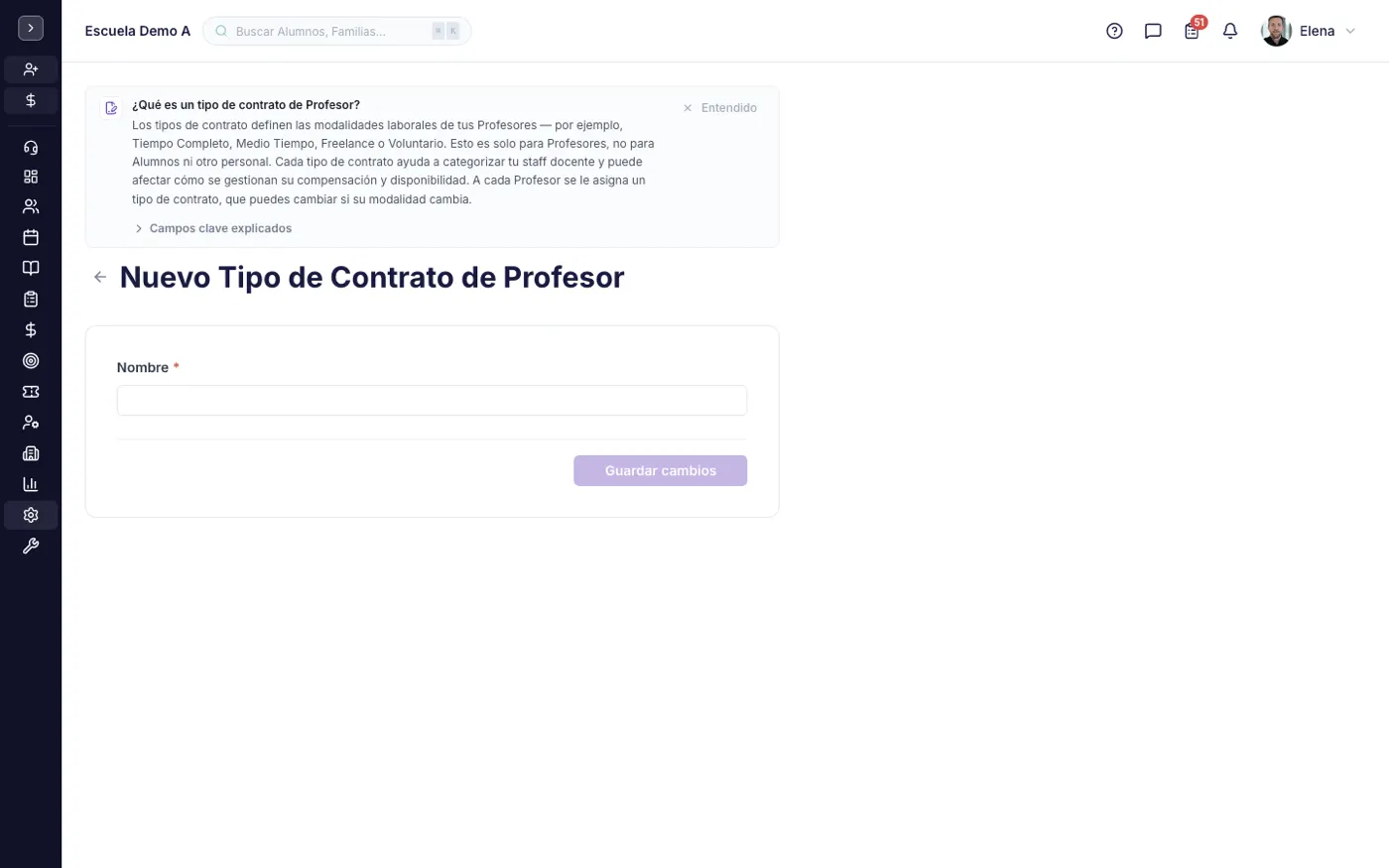 Formulario de creación