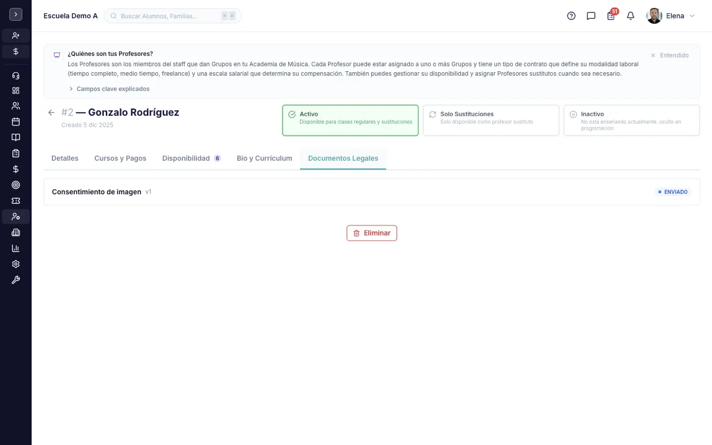 Pestaña Documentos Legales