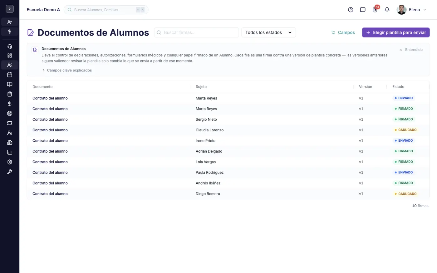 La pantalla Documentos en alinaflow