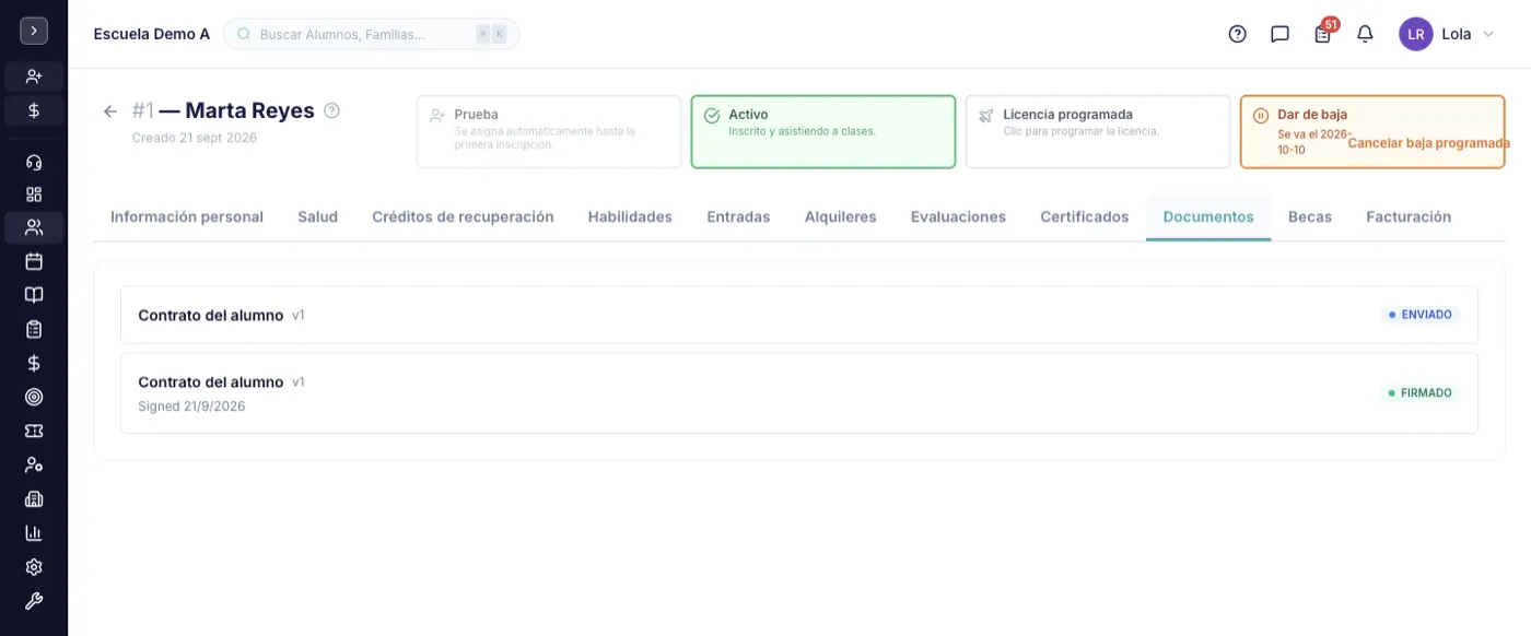 Pestaña Documentos