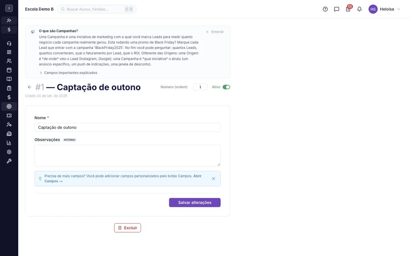 Um registro aberto