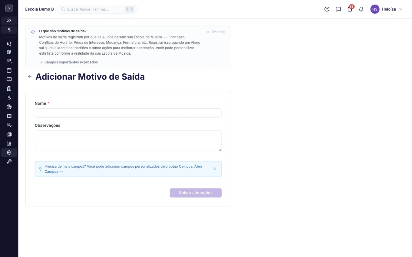Formulário de criação
