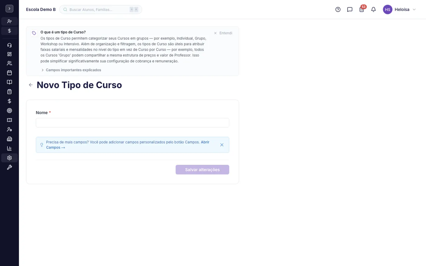 Formulário de criação