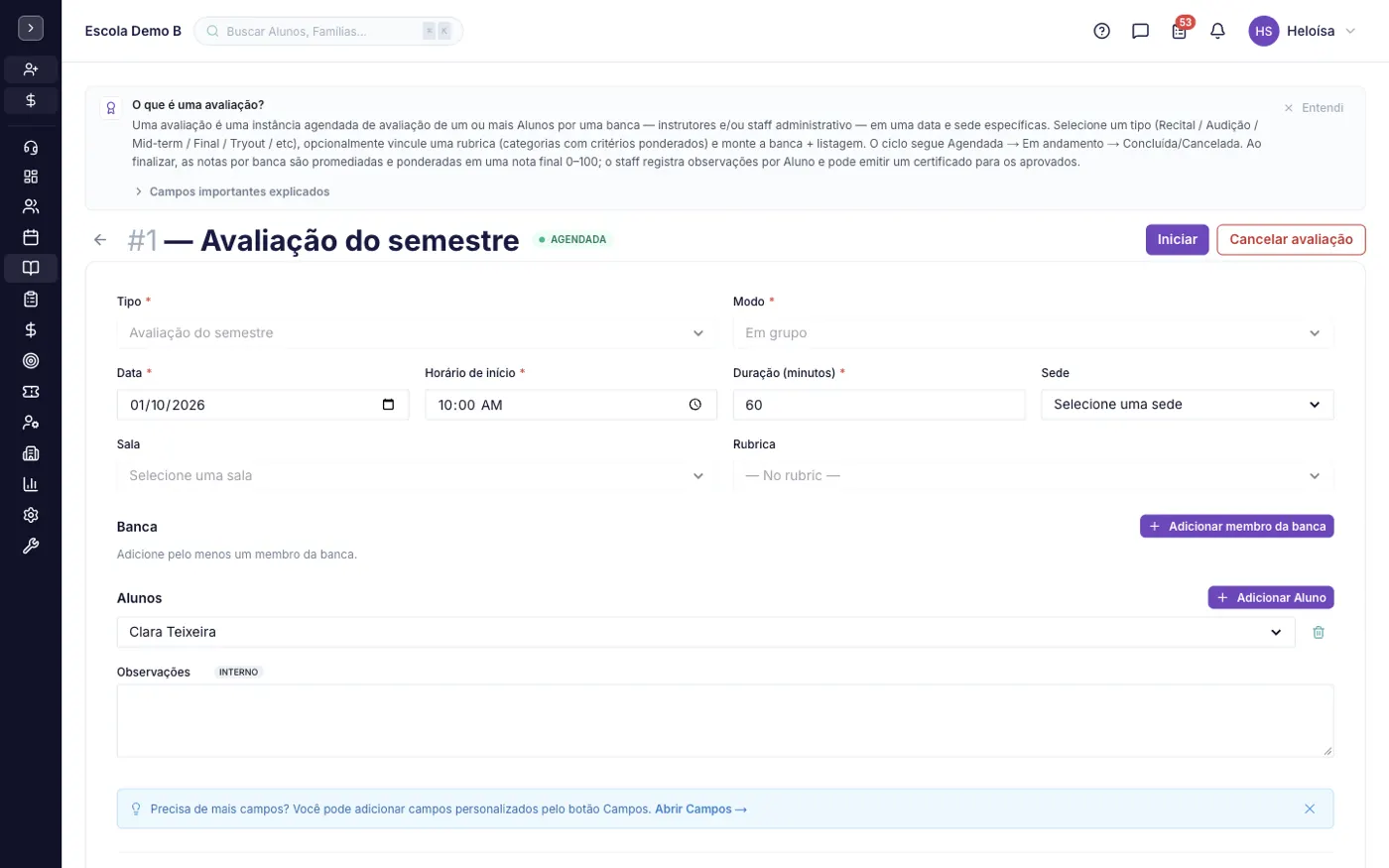 Um registro aberto
