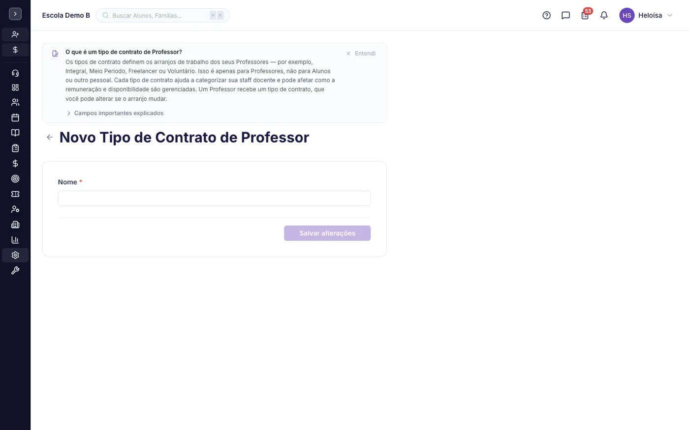 Formulário de criação