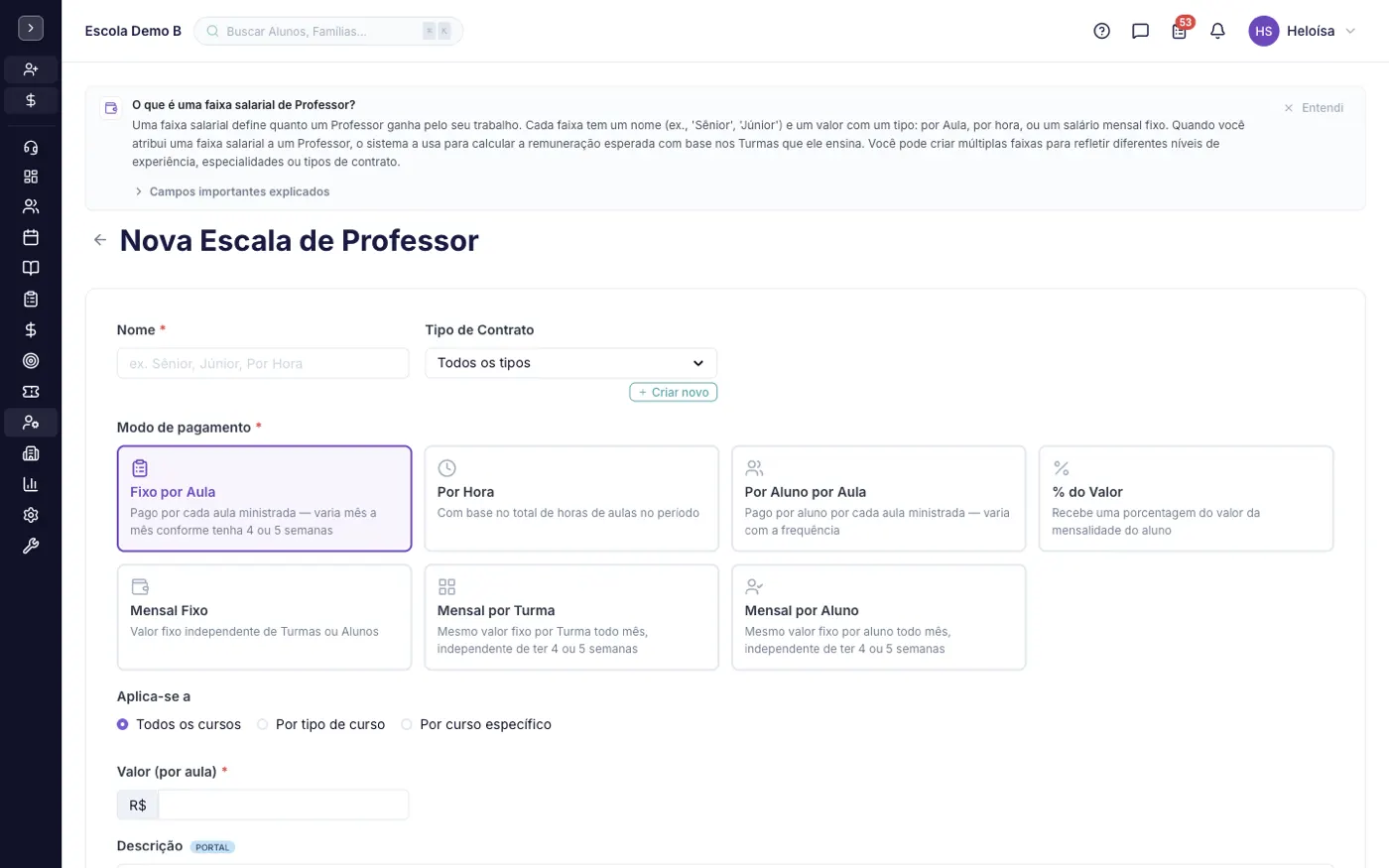 Formulário de criação