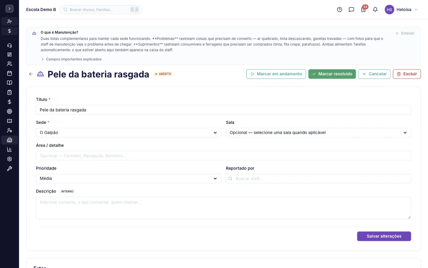 Um registro aberto