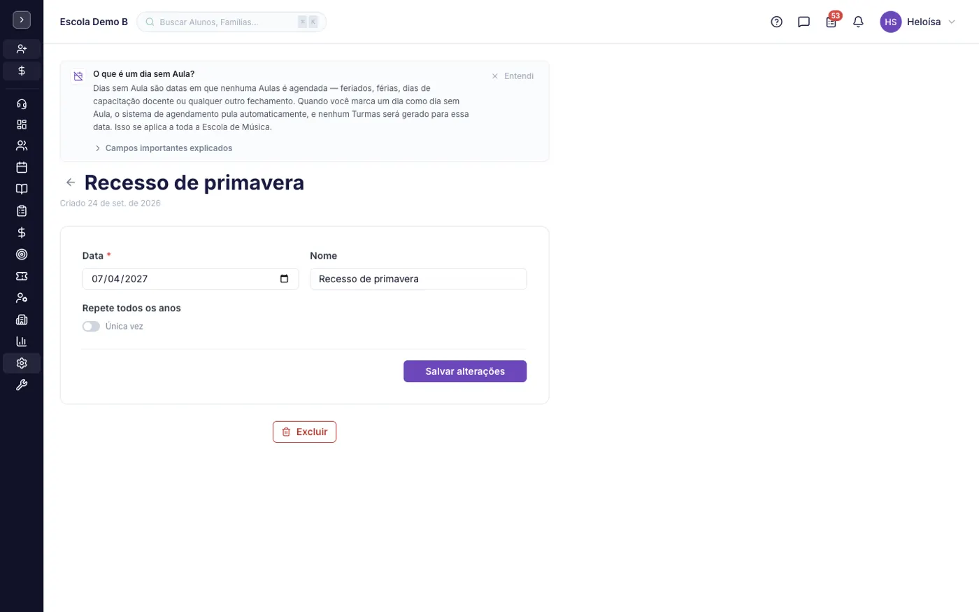 Um registro aberto