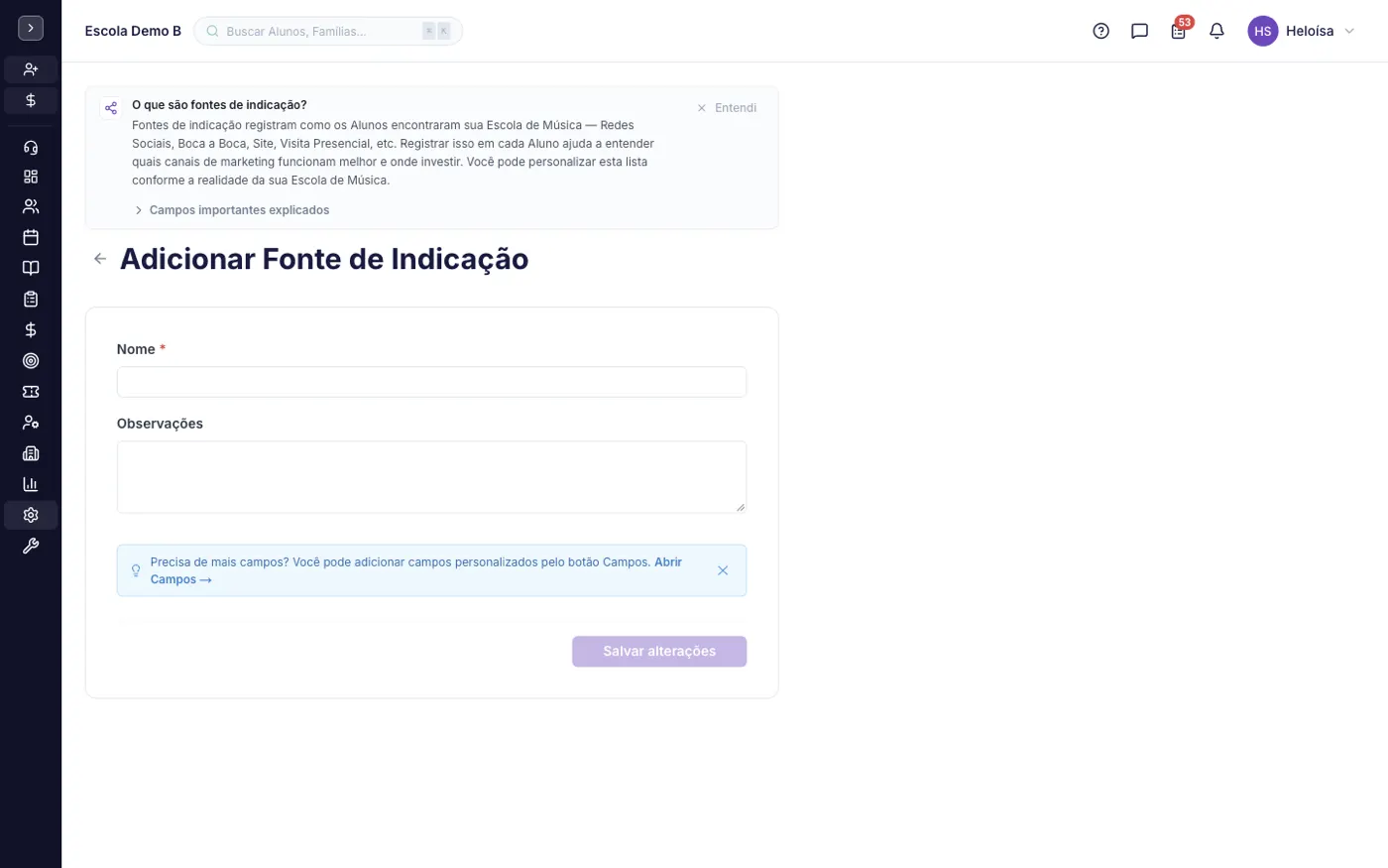 Formulário de criação