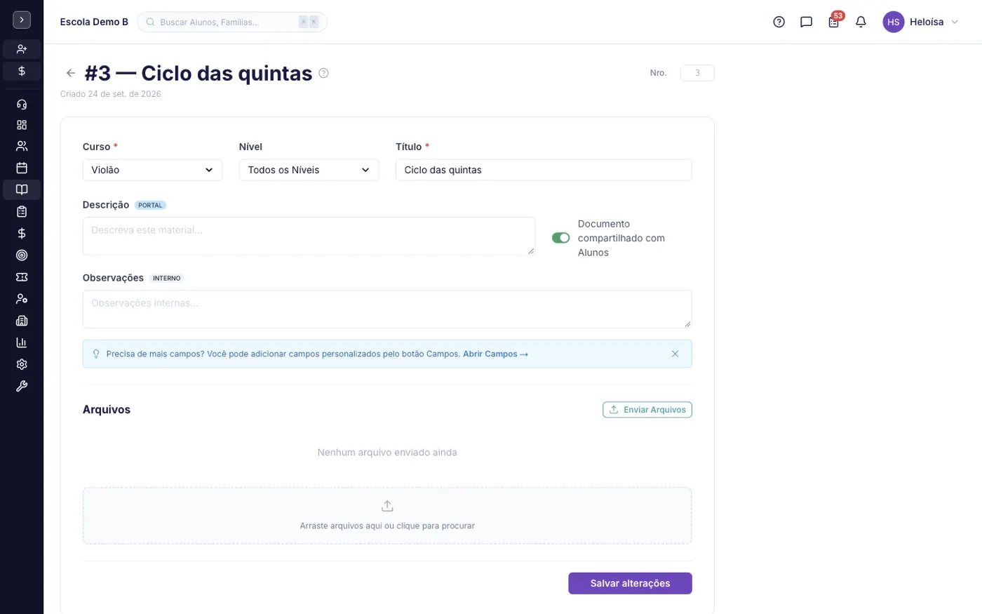 Um registro aberto