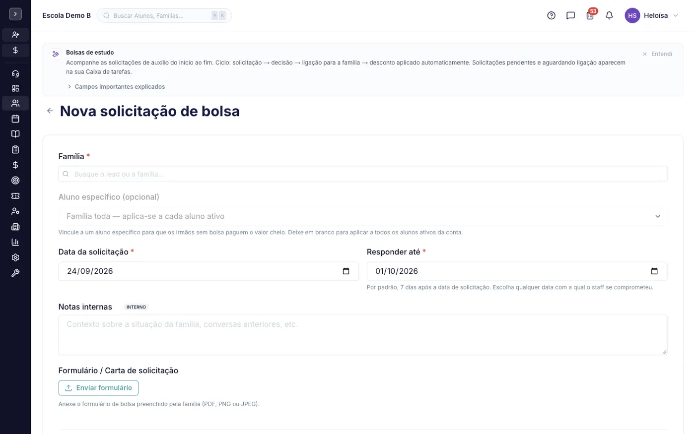 Formulário de criação
