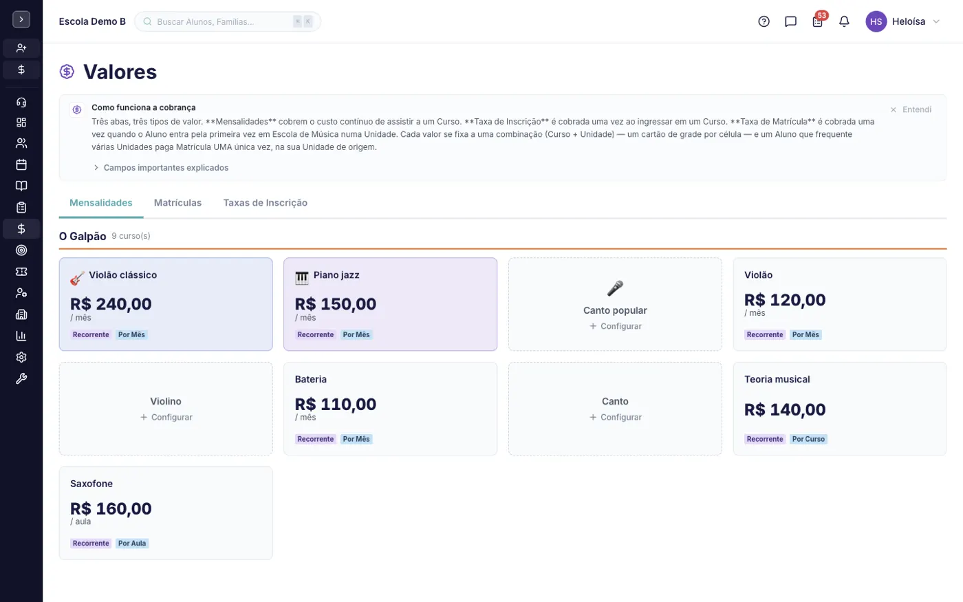 Formulário de criação